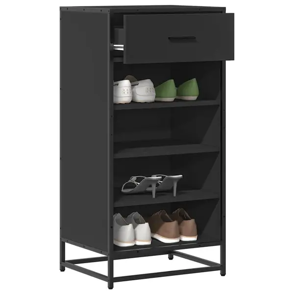 Gossi suport pentru pantofi negru 48x38x97,5 cm lemn prelucrat