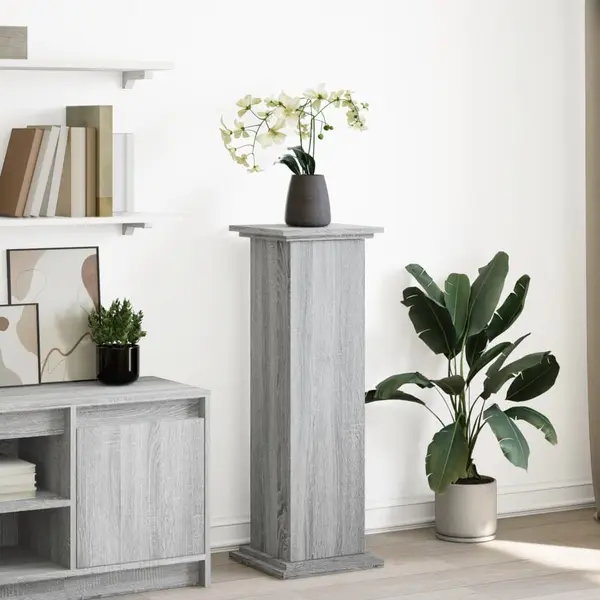 Gossi suport prezentare cu depozitare sonoma gri 31x30x90 cm lemn