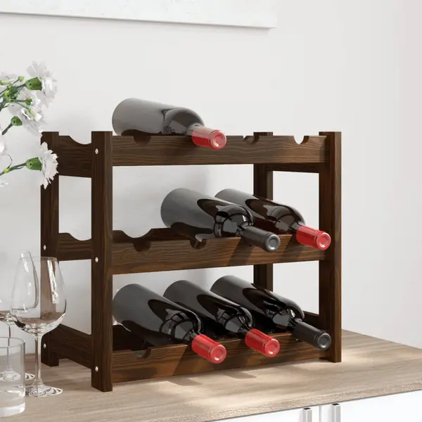 Gossi suport sticle de vin, 12 sticle, maro, lemn masiv de pin