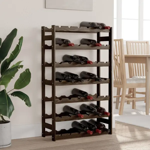 Gossi suport sticle de vin, 42 sticle, negru, lemn masiv de pin