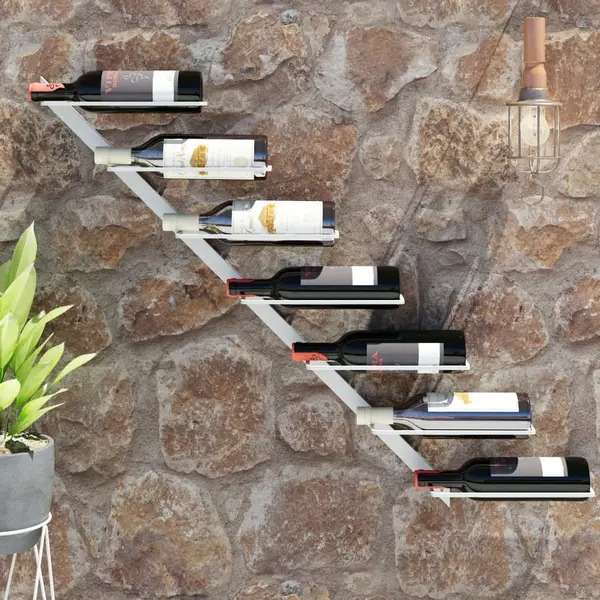 Gossi suport sticle de vin, de perete, 7 sticle, alb, metal
