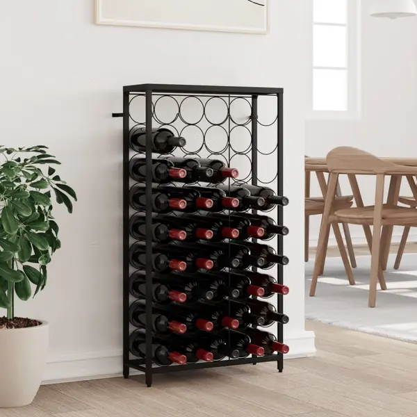 Gossi suport sticle vin, 45 de sticle negru 54x18x100 cm fier forjat