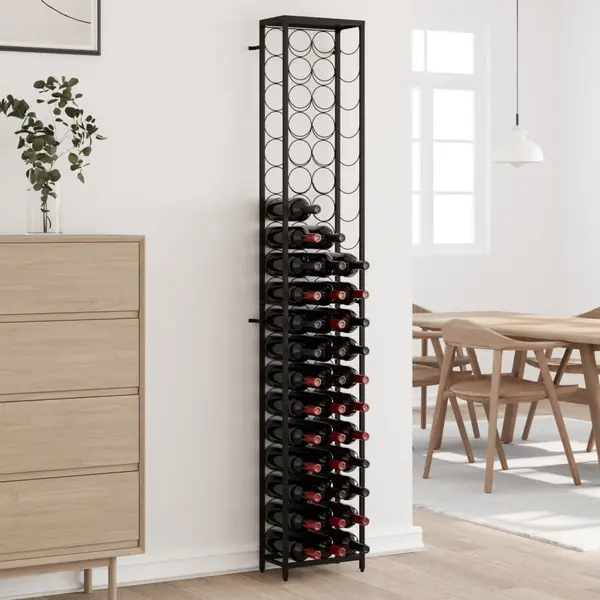 Gossi suport sticle vin 57 de sticle, negru 34x18x200 cm fier forjat
