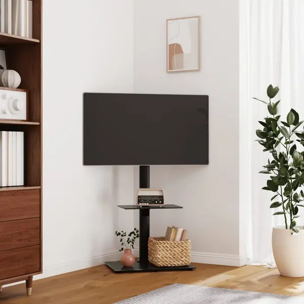 Gossi suport tv pe colt cu 2 niveluri pentru 32-65 inch, negru