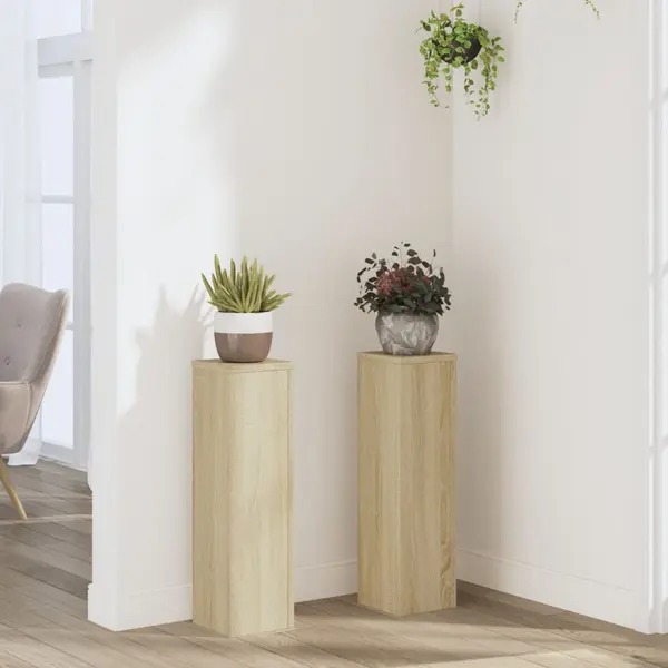 Gossi suporturi de plante, 2 buc., stejar sonoma, 17x17x60 cm