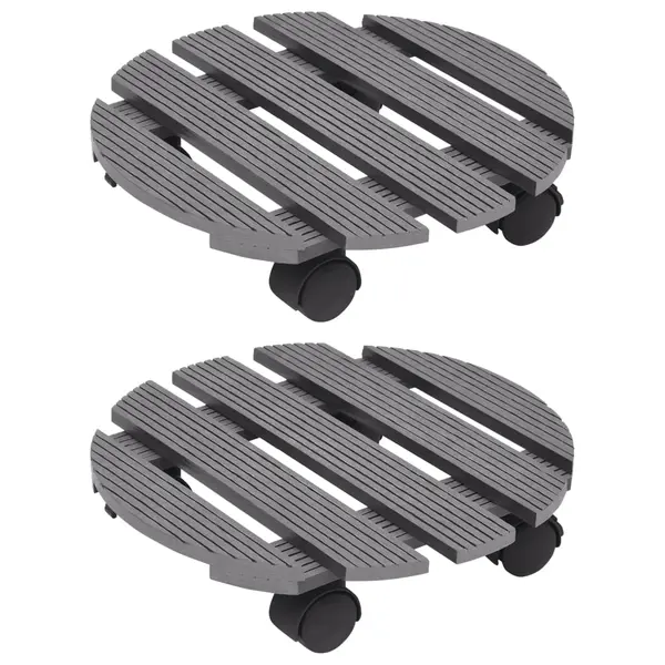 Gossi suporturi de plante cu role, 2 buc., gri, Ø30x7,5 cm, wpc