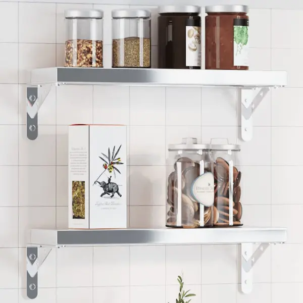 Gossi suporturi rafturi, 4 buc., 15x2,5x11,5 cm argintiu otel inox.