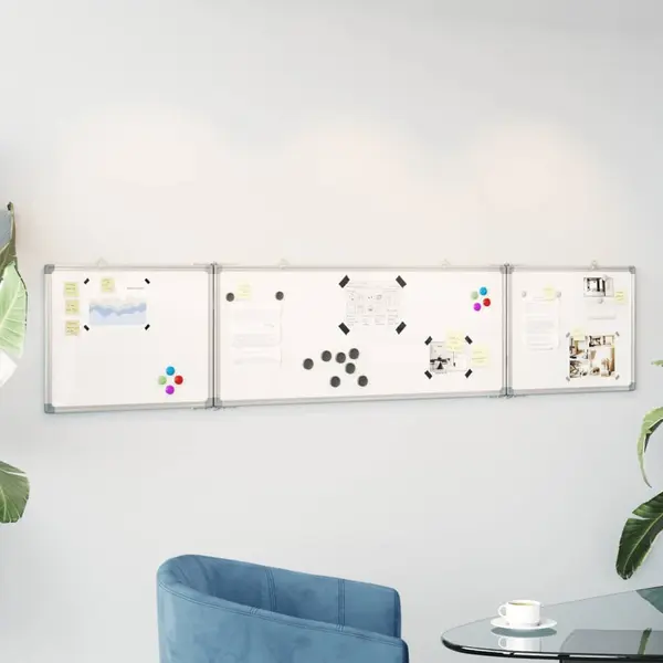Gossi tabla magnetica pliabila, alb, 200x40x1,7 cm, aluminiu