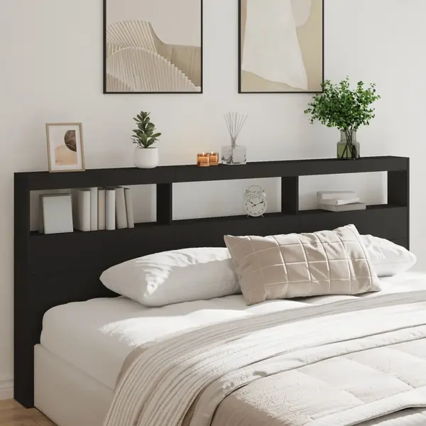 Gossi tablie cu dulap si led, negru, 220x17x102 cm
