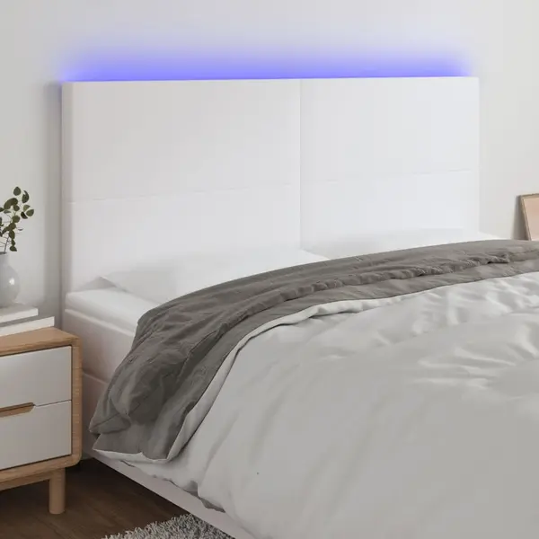 Gossi tablie cu led-uri, alb, 160x5x118/128 cm, piele ecologica