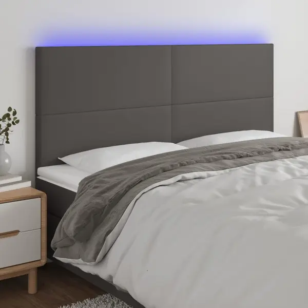 Gossi tablie cu led-uri, gri, 160x5x118/128 cm, piele ecologica
