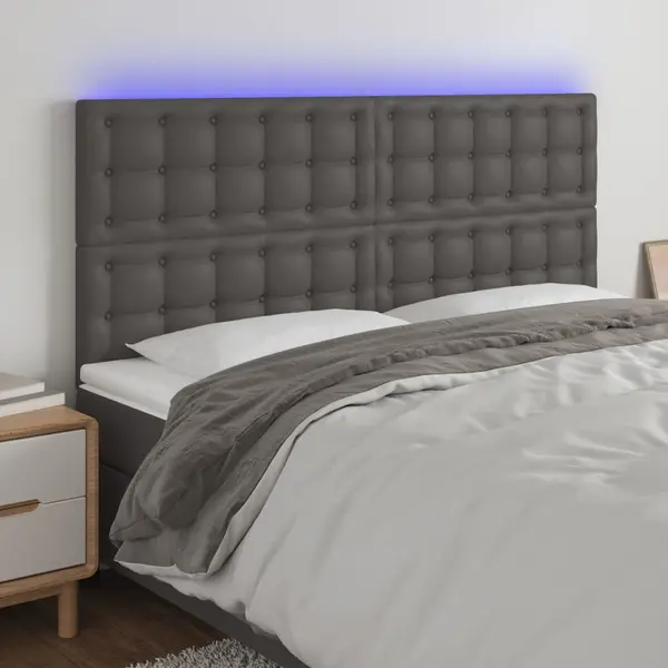 Gossi tablie cu led-uri, gri, 160x5x118/128 cm, piele ecologica