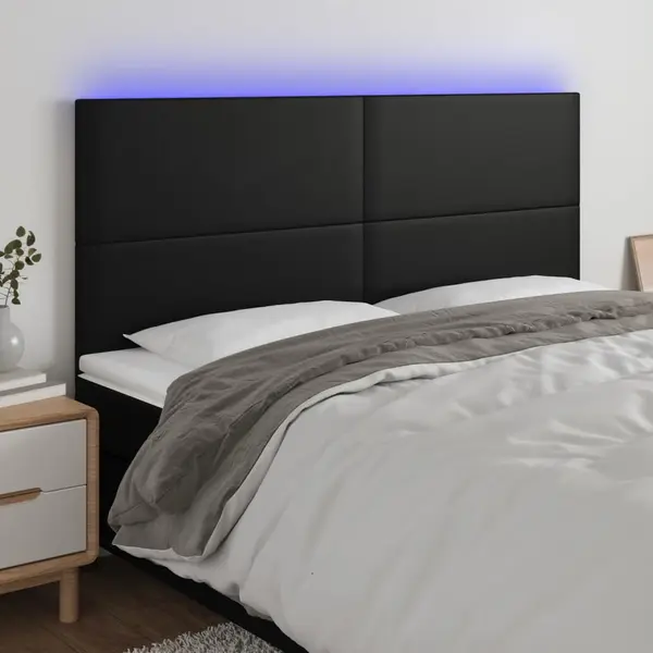 Gossi tablie cu led-uri, negru, 160x5x118/128 cm, piele ecologica