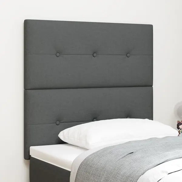 Gossi tablie de pat capitonata cu nasturi, gri inchis, 80 cm, textil