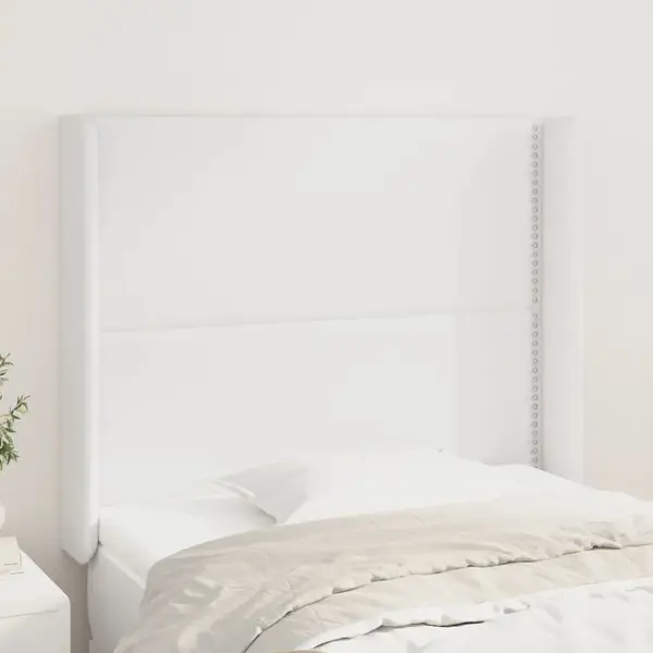 Gossi tablie de pat cu aripioare, alb, 103x16x118/128 cm, piele eco