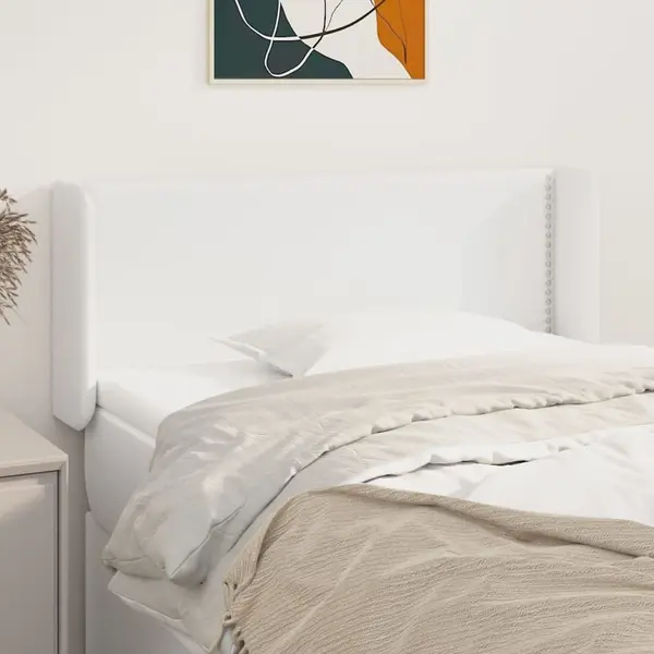 Gossi tablie de pat cu aripioare alb 103x16x78/88 cm piele ecologica
