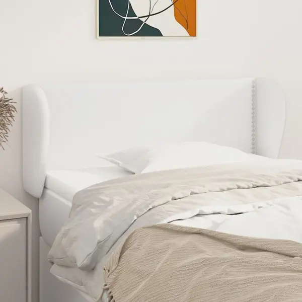 Gossi tablie de pat cu aripioare alb 103x23x78/88 cm piele ecologica