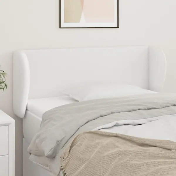 Gossi tablie de pat cu aripioare alb 103x23x78/88 cm piele ecologica