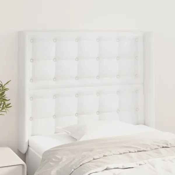 Gossi tablie de pat cu aripioare, alb, 93x16x118/128 cm, piele eco