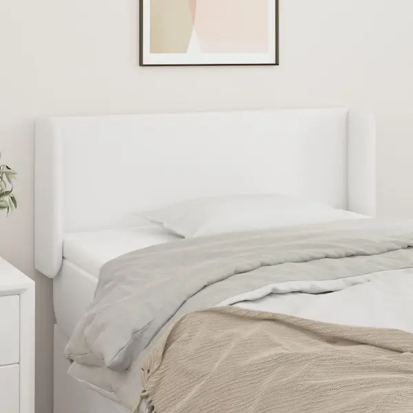 Gossi tablie de pat cu aripioare alb 93x16x78/88 cm piele ecologica