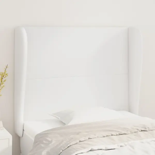 Gossi tablie de pat cu aripioare, alb, 93x23x118/128 cm, piele eco