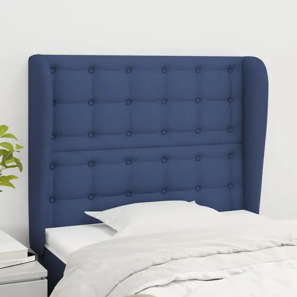 Gossi tablie de pat cu aripioare, albastru, 103x23x118/128 cm, textil