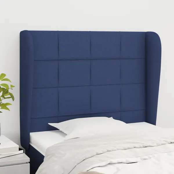 Gossi tablie de pat cu aripioare, albastru, 103x23x118/128 cm, textil