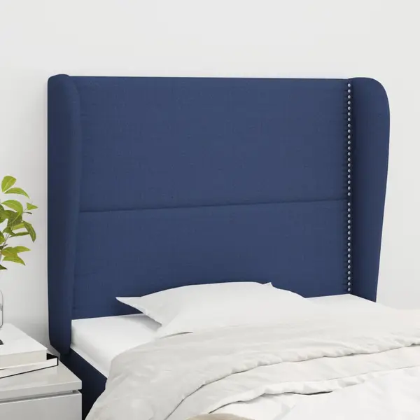 Gossi tablie de pat cu aripioare, albastru, 103x23x118/128 cm, textil