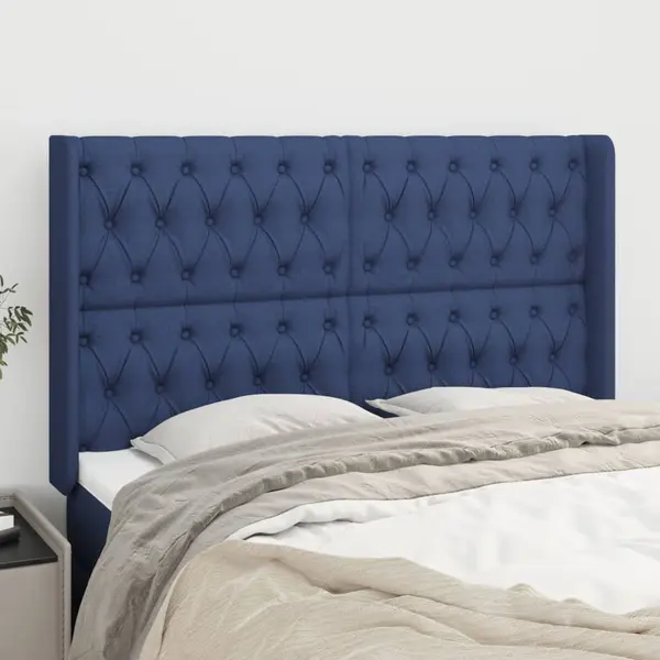 Gossi tablie de pat cu aripioare, albastru, 147x16x118/128 cm, textil