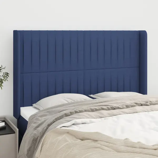 Gossi tablie de pat cu aripioare, albastru, 147x16x118/128 cm, textil
