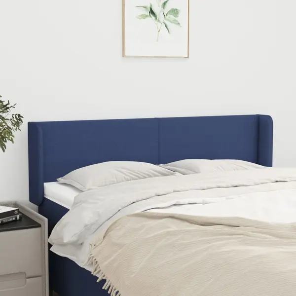 Gossi tablie de pat cu aripioare, albastru, 147x16x78/88 cm textil