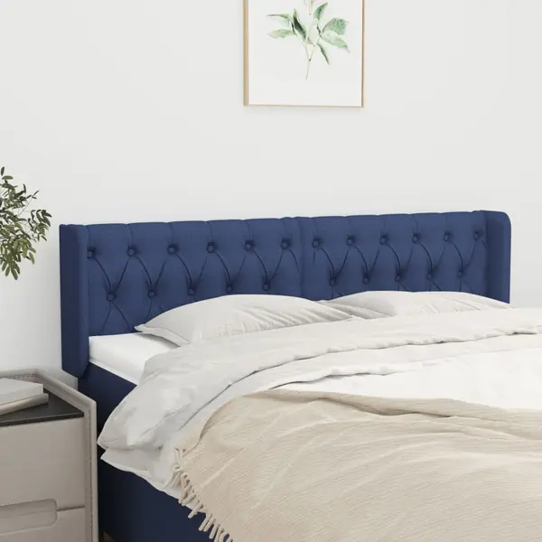 Gossi tablie de pat cu aripioare, albastru, 147x16x78/88 cm textil