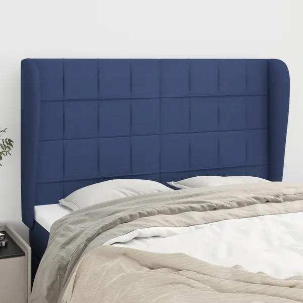 Gossi tablie de pat cu aripioare, albastru, 147x23x118/128 cm, textil