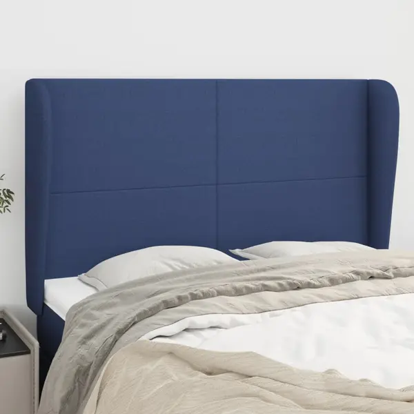 Gossi tablie de pat cu aripioare, albastru, 147x23x118/128 cm, textil