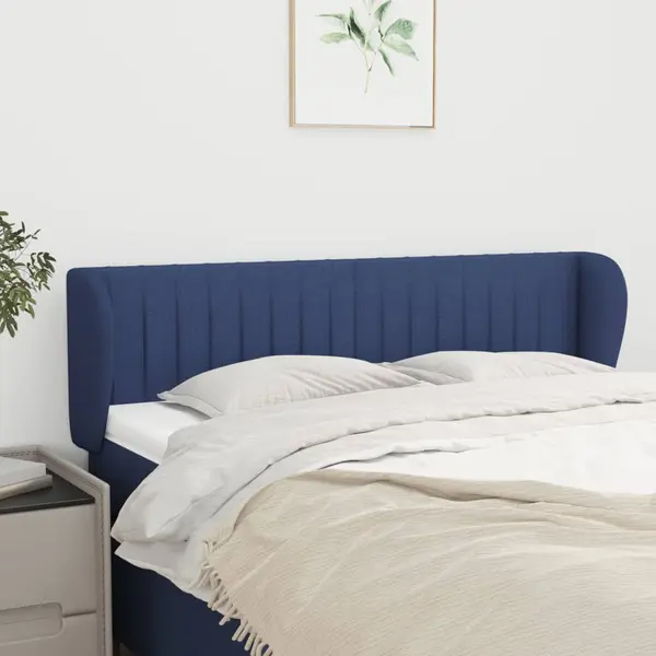 Gossi tablie de pat cu aripioare, albastru, 147x23x78/88 cm textil