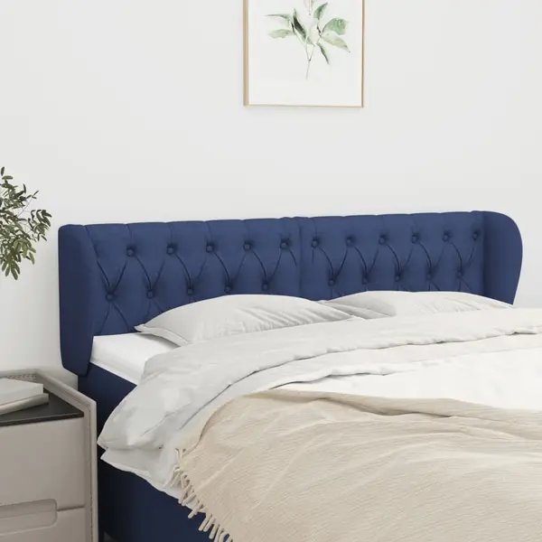Gossi tablie de pat cu aripioare, albastru, 163x23x78/88 cm textil