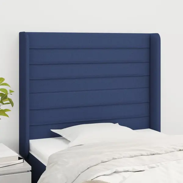 Gossi tablie de pat cu aripioare, albastru, 83x16x118/128 cm, textil