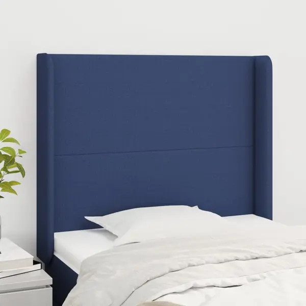 Gossi tablie de pat cu aripioare, albastru, 83x16x118/128 cm, textil