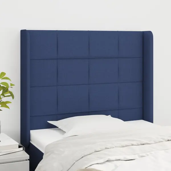 Gossi tablie de pat cu aripioare, albastru, 83x16x118/128 cm, textil
