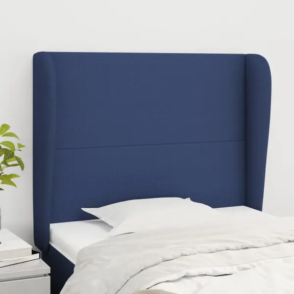 Gossi tablie de pat cu aripioare, albastru, 83x23x118/128 cm, textil