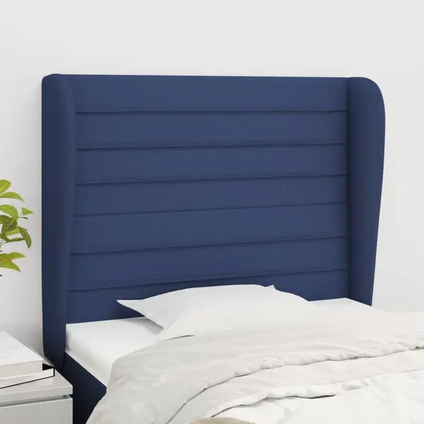 Gossi tablie de pat cu aripioare, albastru, 83x23x118/128 cm, textil