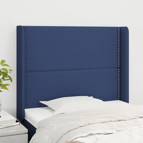 Gossi tablie de pat cu aripioare, albastru, 93x16x118/128 cm, textil