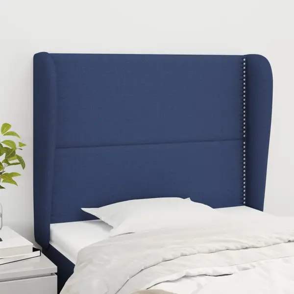 Gossi tablie de pat cu aripioare, albastru, 93x23x118/128 cm, textil