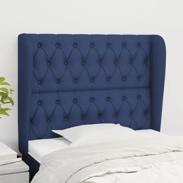 Gossi tablie de pat cu aripioare, albastru, 93x23x118/128 cm, textil