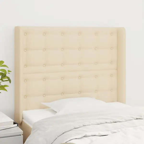 Gossi tablie de pat cu aripioare, crem, 103x16x118/128 cm, textil