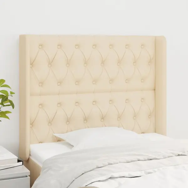 Gossi tablie de pat cu aripioare, crem, 103x16x118/128 cm, textil