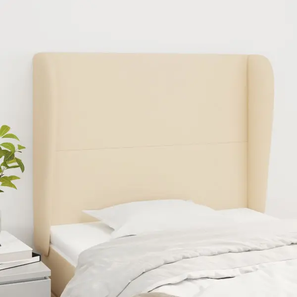 Gossi tablie de pat cu aripioare, crem, 103x23x118/128 cm, textil