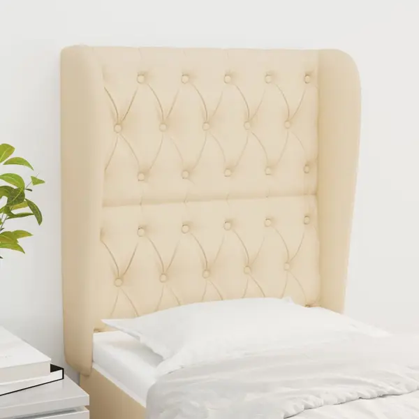 Gossi tablie de pat cu aripioare, crem, 83x23x118/128 cm, textil