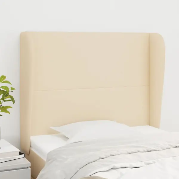 Gossi tablie de pat cu aripioare, crem, 83x23x118/128 cm, textil
