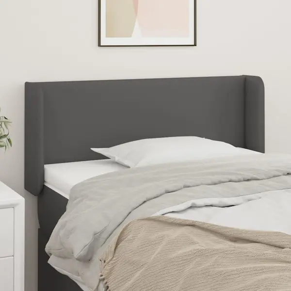 Gossi tablie de pat cu aripioare gri 103x16x78/88 cm piele ecologica